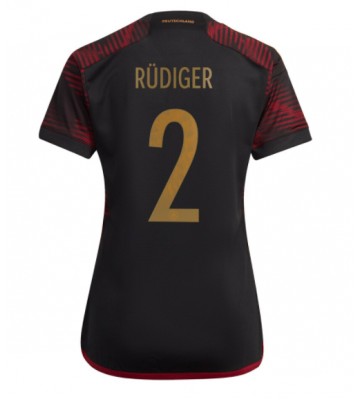 Niemcy Antonio Rudiger #2 Koszulka Wyjazdowych Kobiety MŚ 2022 Krótki Rękaw